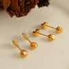 Wholesale Women's 316L Stainless Steel Fashionable Simple Retro Round Balls Electroplated Earrings
