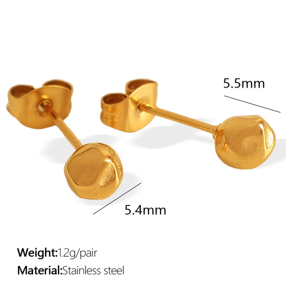 Wholesale Women's 316L Stainless Steel Fashionable Simple Retro Round Balls Electroplated Earrings