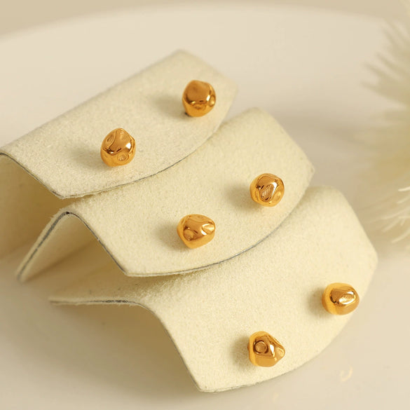 Wholesale Women's 316L Stainless Steel Fashionable Simple Retro Round Balls Electroplated Earrings