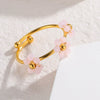 Wholesale Women's Titanium Steel Flower Beaded Ring With Electroplating Design