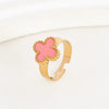 Wholesale Women's Titanium Steel Flower Gold Inlaid Clover Ring