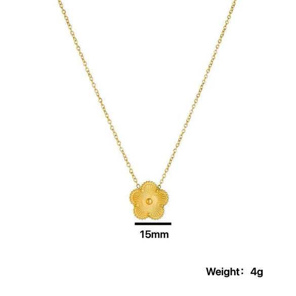 Wholesale Women's Titanium Steel Flower Jewelry Suit With Clover And Plum Blossom Laser Design Electroplated
