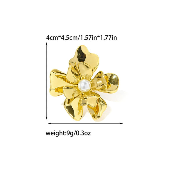 Wholesale Women's Titanium Steel Flower Opening Ring Electroplated Light Luxury Heavy Industry Style