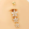 Wholesale Women's Titanium Steel Flower Shape Navel Ring Electroplated Piercing Jewelry