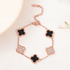 Wholesale Women's Titanium Steel Four Leaf Clover Diamond Bracelet With 18K Rose Gold Non Fading Finish
