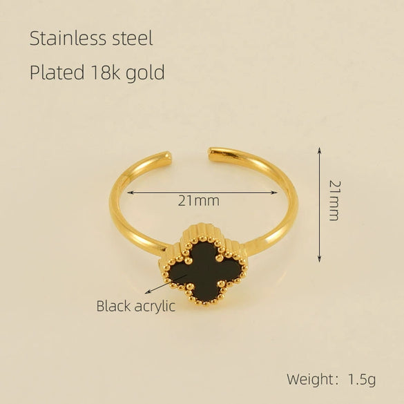 Wholesale Women's Titanium Steel Fourleaf Clover And Heart Love Ring Fashionable Electroplated