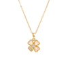 Wholesale Women's Titanium Steel Fourleaf Clover And Leaves Pattern Diamond Mixed Gem Inlay Cross Chain Necklace