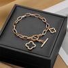 Wholesale Women's Titanium Steel Fourleaf Clover Bracelet With Geometric Design Electroplated