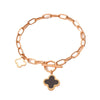 Wholesale Women's Titanium Steel Fourleaf Clover Bracelet With Geometric Design Electroplated
