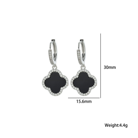 Wholesale Women's Titanium Steel Fourleaf Clover Earrings With Electroplating Treatment