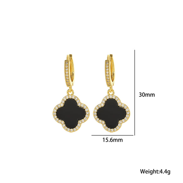 Wholesale Women's Titanium Steel Fourleaf Clover Earrings With Electroplating Treatment