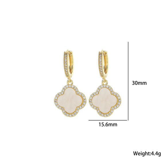 Wholesale Women's Titanium Steel Fourleaf Clover Earrings With Electroplating Treatment