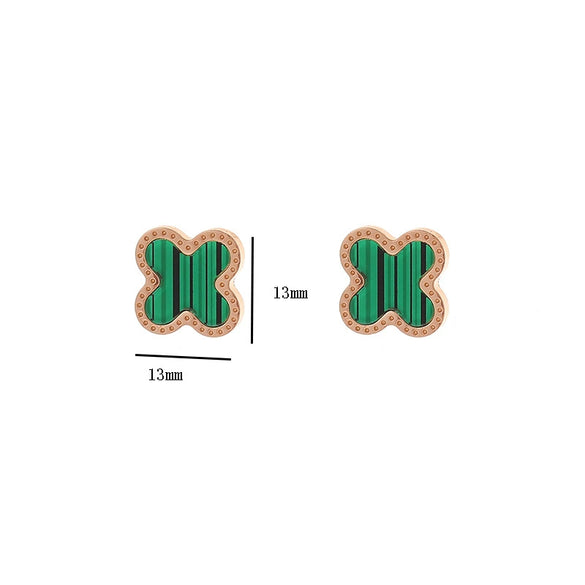 Wholesale Women's Titanium Steel Fourleaf Clover Electroplated Elegant Earrings