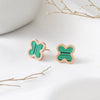 Wholesale Women's Titanium Steel Fourleaf Clover Electroplated Elegant Earrings