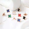 Wholesale Women's Titanium Steel Fourleaf Clover Electroplated Elegant Earrings