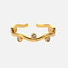 Wholesale Women's Titanium Steel French Retro Ring With Geometric Design And Diamond