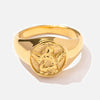 Wholesale Women's Titanium Steel French Retro Round Angel Ring With Cartoon Characters And Electroplating Treatment