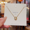 Wholesale Women's Titanium Steel Fresh Flower Pendant Necklace With Mixed Gem Micro Inlay Ochain