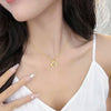 Wholesale Women's Titanium Steel Fresh Flower Pendant Necklace With Mixed Gem Micro Inlay Ochain