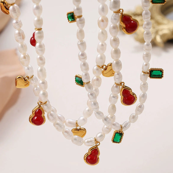 Wholesale Women's 316L Stainless Steel Freshwater Pearl Necklace Fashion Minimalist Electroplating Jewelry