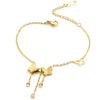 Wholesale Women's Titanium Steel Frosted Geometric Double Butterfly Tassel Bracelet With Polishing