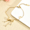Wholesale Women's Titanium Steel Frosted Geometric Double Butterfly Tassel Bracelet With Polishing