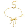 Wholesale Women's Titanium Steel Frosted Geometric Double Butterfly Tassel Bracelet With Polishing