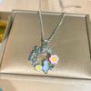 Wholesale Women's Titanium Steel Garland Pattern Necklace With Copper Zircon Inlaid Pendant And Oshaped Chain Light Luxury Style