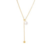 Wholesale Women's Titanium Steel Geometric Beaded Tassel Necklace With Electroplating And Snake Bone Chain