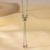 Wholesale Women's Titanium Steel Geometric Beaded Tassel Necklace With Electroplating And Snake Bone Chain