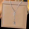 Wholesale Women's Titanium Steel Geometric Beaded Tassel Necklace With Electroplating And Snake Bone Chain