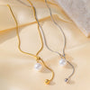 Wholesale Women's Titanium Steel Geometric Beaded Tassel Necklace With Electroplating And Snake Bone Chain