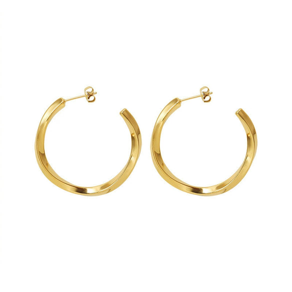 Wholesale Women's Titanium Steel Geometric Big Circle Micro Twist Electroplated Earrings