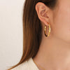 Wholesale Women's Titanium Steel Geometric Big Circle Micro Twist Electroplated Earrings