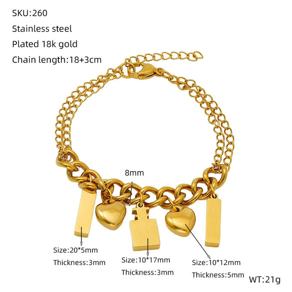 Wholesale Women's Titanium Steel Geometric Bracelet Light Luxury 18K Gold Electroplated
