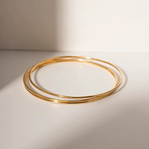 Wholesale Women's Titanium Steel Geometric Bracelet With Gold Color Electroplating