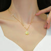 Wholesale Women's Titanium Steel Geometric Cartoon Cat's Eye Stone Diamond Necklace