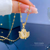 Wholesale Women's Titanium Steel Geometric Cartoon Cat's Eye Stone Diamond Necklace