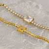Wholesale Women's Titanium Steel Geometric Claw Stone Tennis Chain Bracelet Set With Diamonds