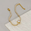 Wholesale Women's Titanium Steel Geometric Claw Stone Tennis Chain Bracelet Set With Diamonds