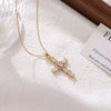 Wholesale Women's Titanium Steel Geometric Cross Pendant Necklace With Electroplating