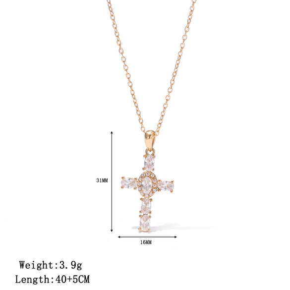 Wholesale Women's Titanium Steel Geometric Cross Pendant Necklace With Electroplating