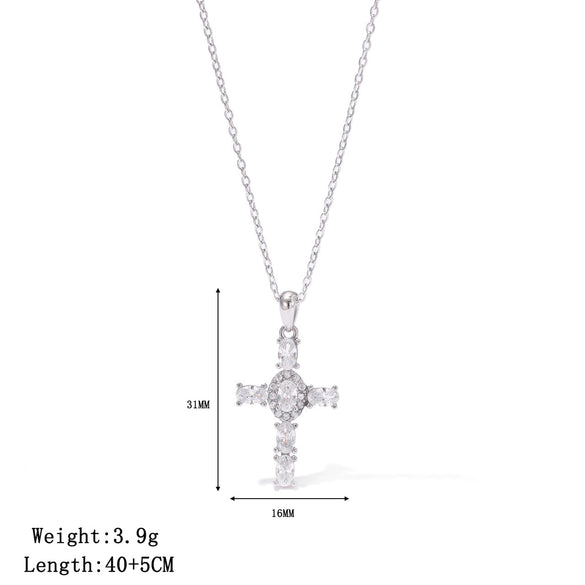 Wholesale Women's Titanium Steel Geometric Cross Pendant Necklace With Electroplating