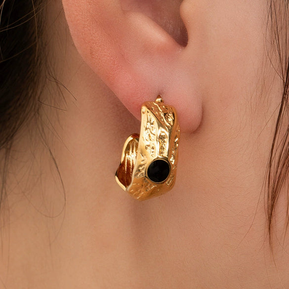 Wholesale Women's Titanium Steel Geometric Cshaped Earrings Plated 18K Gold