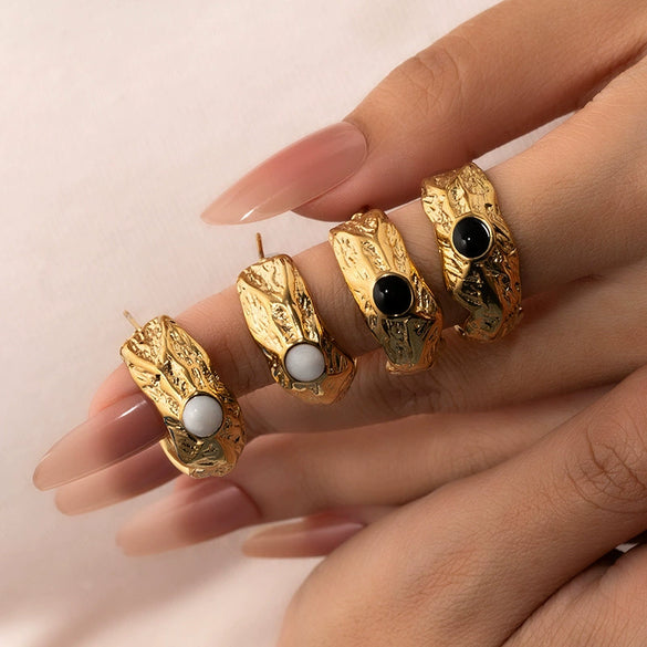 Wholesale Women's Titanium Steel Geometric Cshaped Earrings Plated 18K Gold