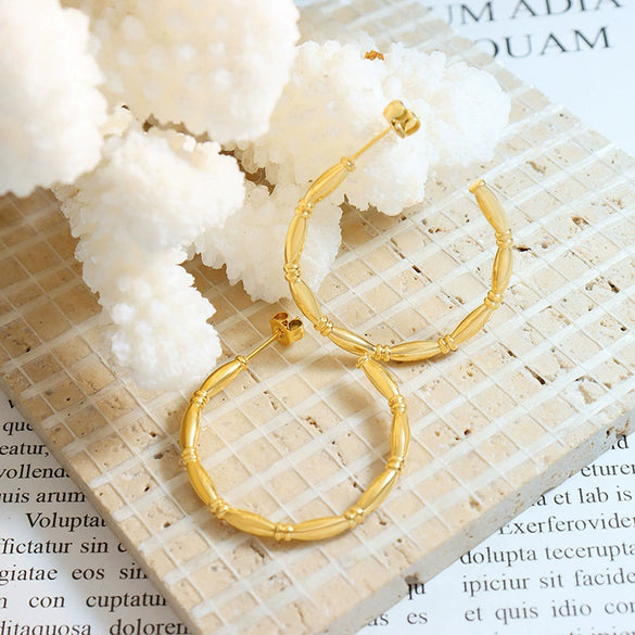 Wholesale Women's Titanium Steel Geometric Cshaped Electroplated Earrings Jewelry