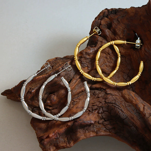 Wholesale Women's Titanium Steel Geometric Cshaped Electroplated Earrings Jewelry