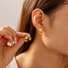 Wholesale Women's 316L Stainless Steel Geometric Cshaped Inlaid Shell Beads Goldplated Earrings