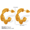 Wholesale Women's 316L Stainless Steel Geometric Ctype Electroplated Retro Metallic Rope Earrings
