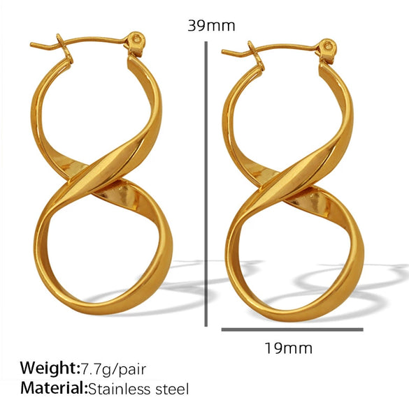 Wholesale Women's 316L Stainless Steel Geometric Curved Line Artistic Electroplated Earrings